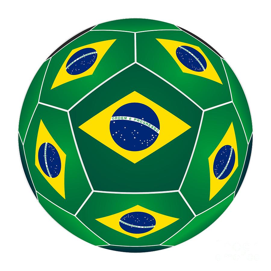 Soccer ball with Brazilian flag #2 Digital Art by Michal Boubin