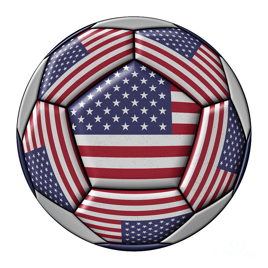 Soccer ball with United States flag #2 Digital Art by Michal Boubin