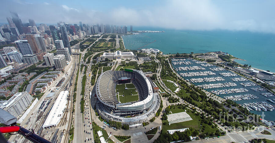 Chicago Bears Photograph - Soldier Field Stadium in Chicago Aerial Photo #2 by David Oppenheimer