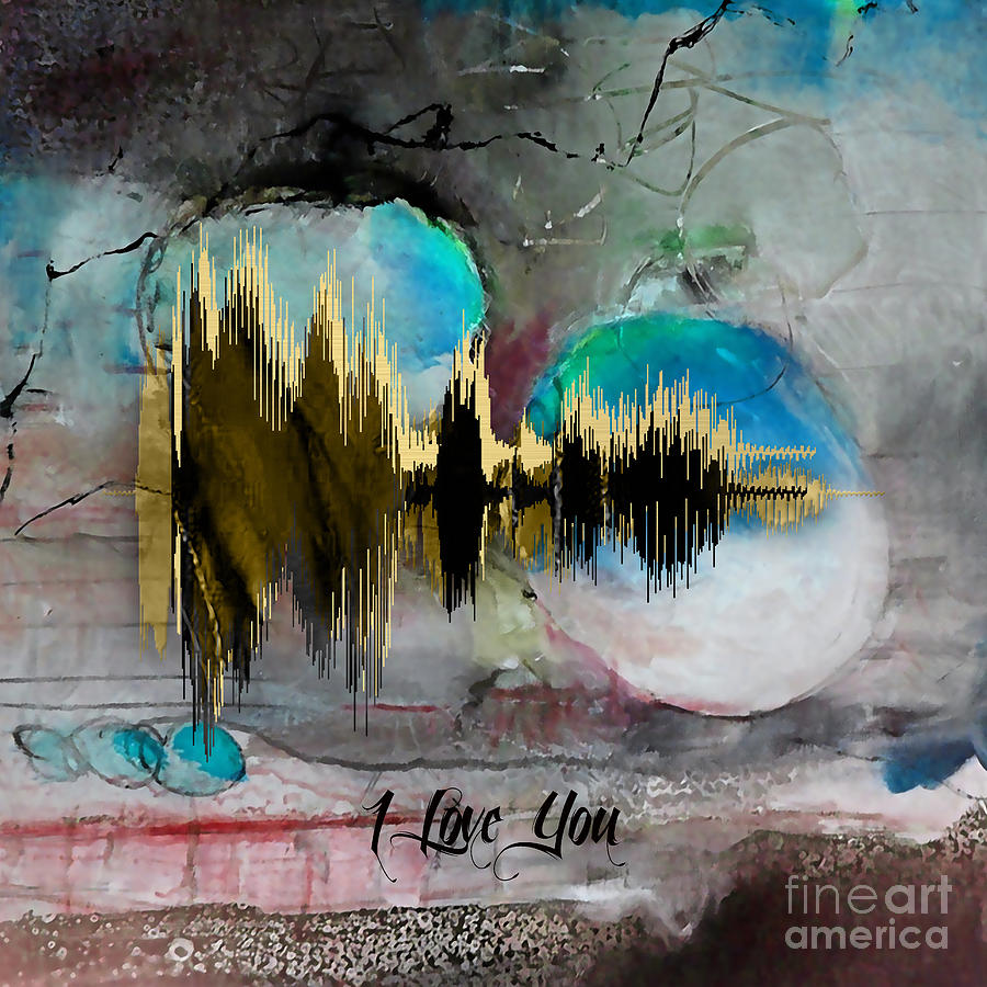 Sound Wave I Love You #1 Mixed Media by Marvin Blaine