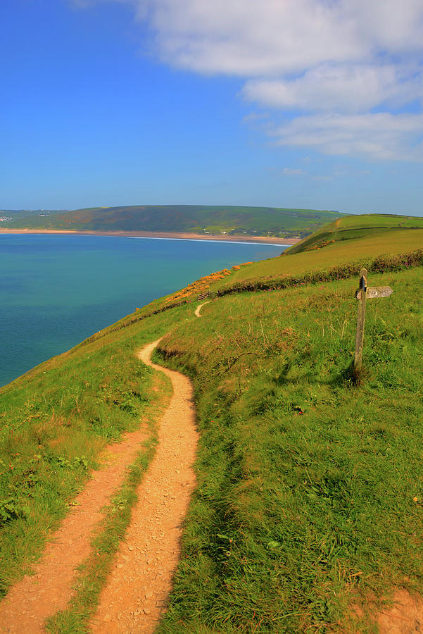 South west coast path to Woolacombe Devon England UK in summer with ...