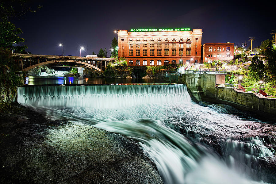 Spokane at Night Photograph by Clifford Pugliese - Fine Art America