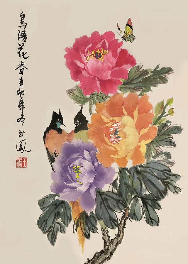 Bird Painting - Spring Melody #1 by Yufeng Wang