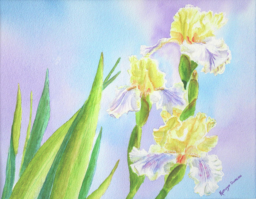 Springtime Yellow Irises #2 Painting by Kathryn Duncan