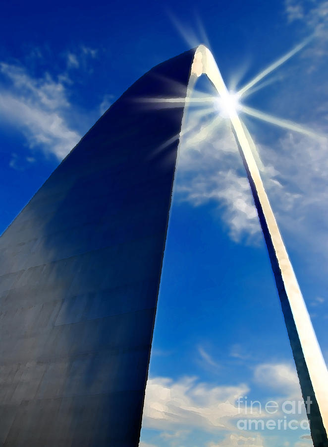 St. Louis Arch and Sun Reflection #2 Mixed Media by Lane Erickson