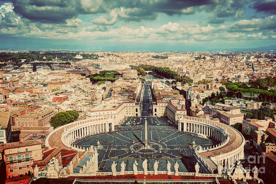 St. Peters Square Piazza San Pietro in Vatican City #2 Photograph by Michal Bednarek