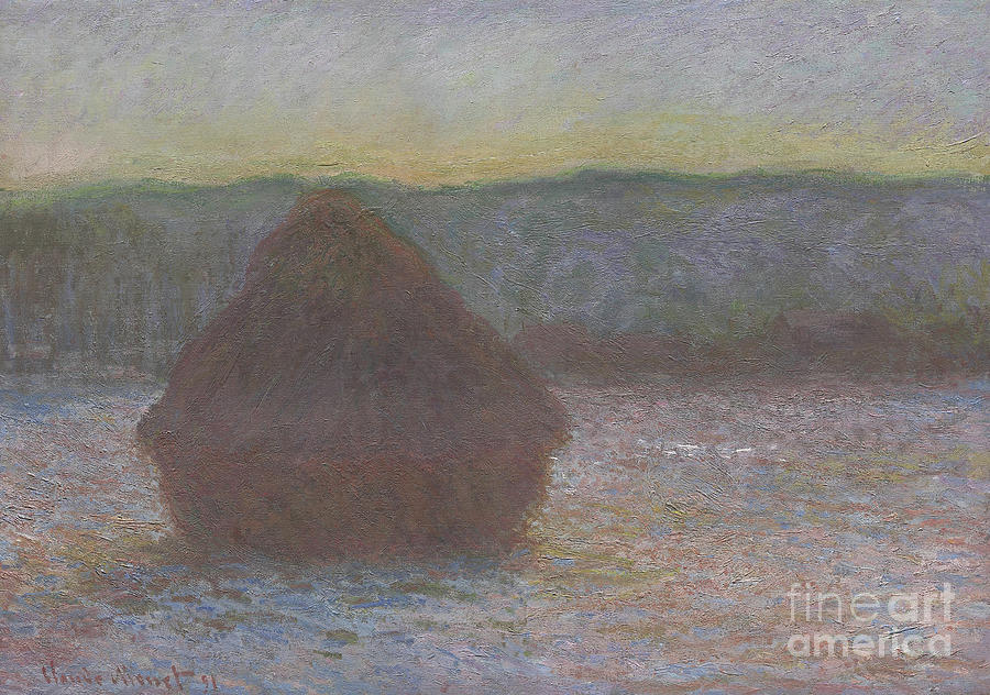 Stack of Wheat, Thaw, Sunset by Monet Painting by Claude Monet