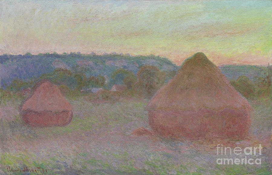Stacks of Wheat  End of Day, Autumn Painting by Claude Monet