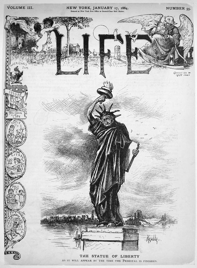Statue of Liberty Cartoon, 1884 Drawing by Edward Windsor Kemble