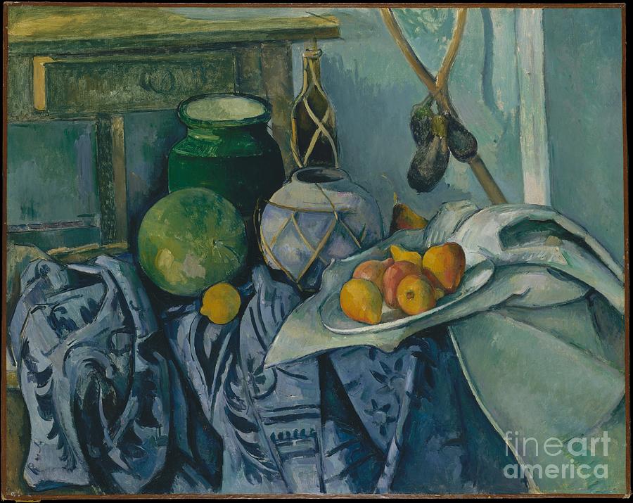 Still Life with a Ginger Jar and Eggplants #2 Painting by Celestial Images