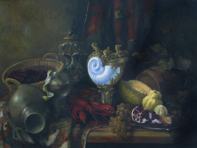Fruit Painting - Still-life with a lobster #2 by Tigran Ghulyan