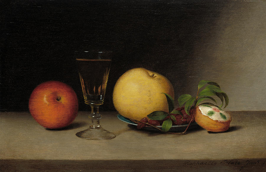 Still Life with Apples, Sherry, and Tea Cake #2 Painting by Raphaelle Peale