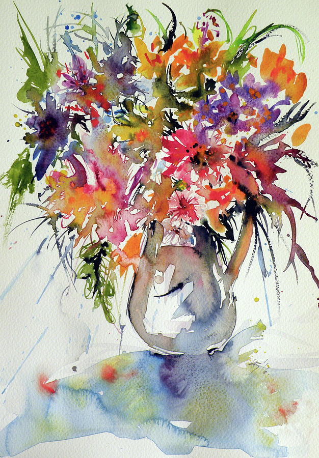 Still life with flowers #2 Painting by Kovacs Anna Brigitta