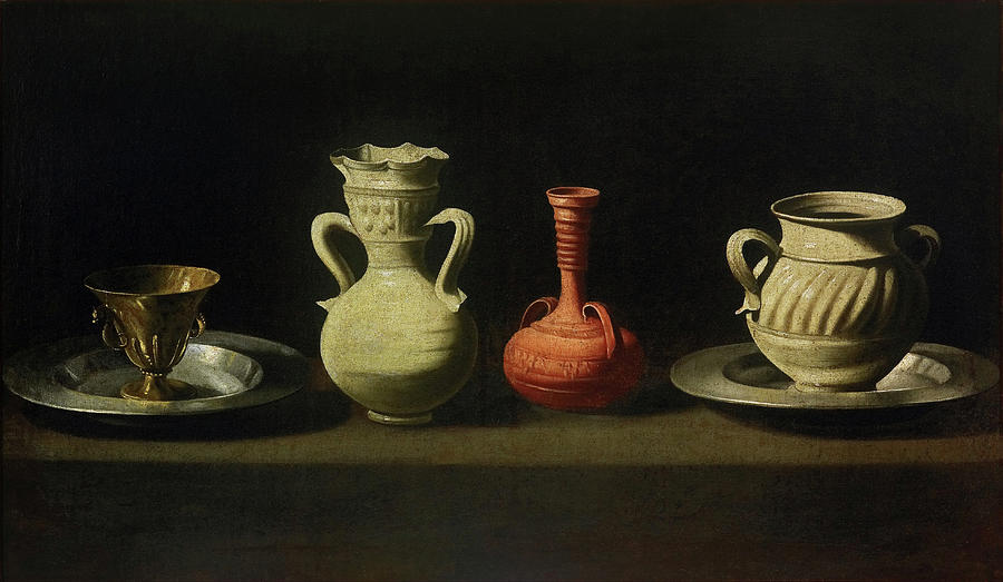 Still Life with Four Vessels #2 Painting by Francisco de Zurbaran