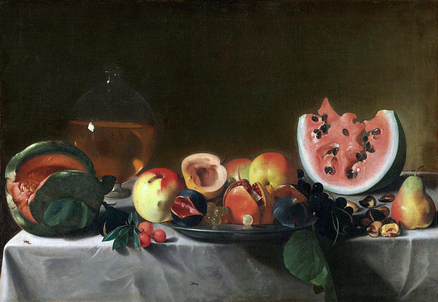 Still Life with Fruit and Carafe #2 Painting by Pensionante del Saraceni
