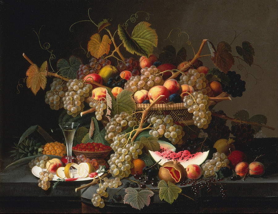 Grape Painting - Still Life With Fruit  #2 by Severin Roesen