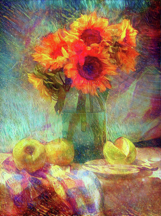 Still life with sunflowers #2 Mixed Media by Lilia S