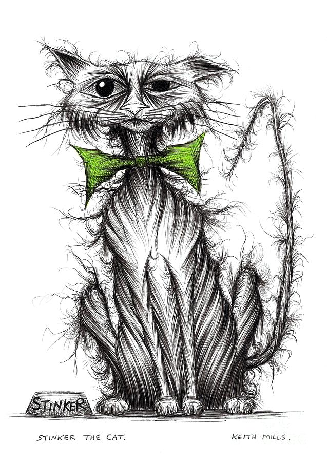 Stinker the cat #2 Drawing by Keith Mills