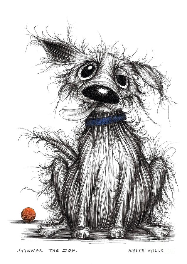 Stinker the dog #4 Drawing by Keith Mills