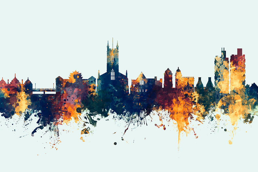 Stoke-on-Trent England Skyline #2 Digital Art by Michael Tompsett