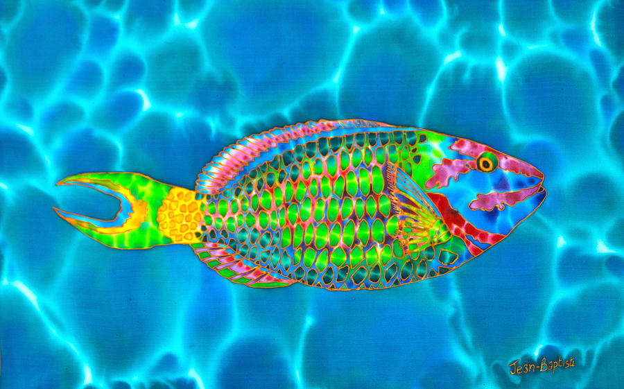 Stoplight Parrotfish Painting by Daniel Jean-Baptiste