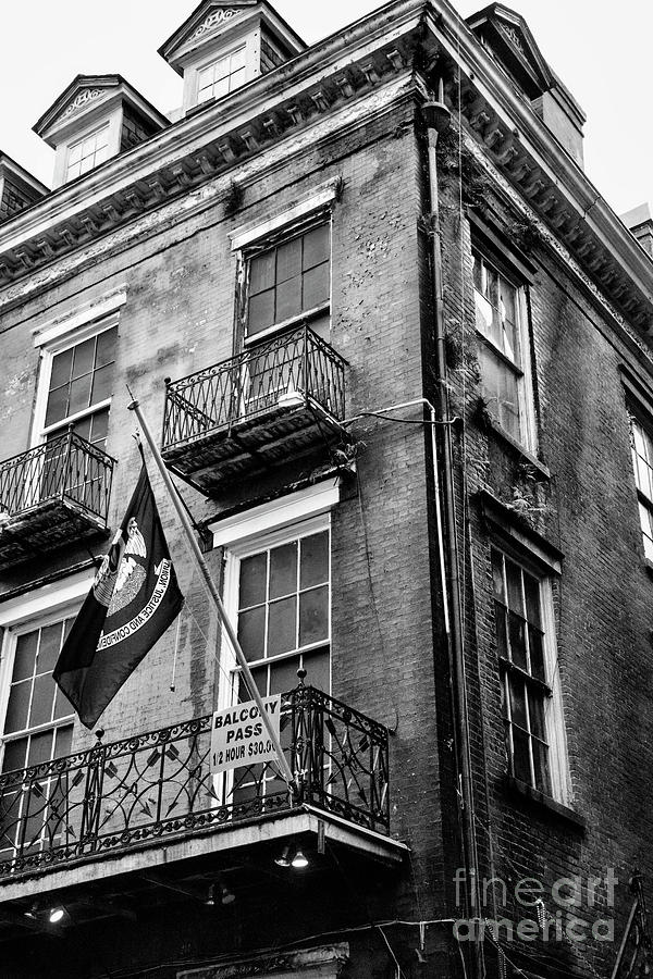 2 Story Building New Orleans Black White  Photograph by Chuck Kuhn