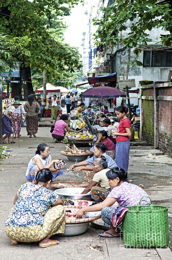 Street Market In Yangon Myanmar Photograph by JM Travel Photography ...