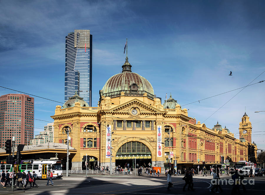 Street Scene Outside Flinders Street Station In Central Melbourn #2 Photograph by JM Travel Photography