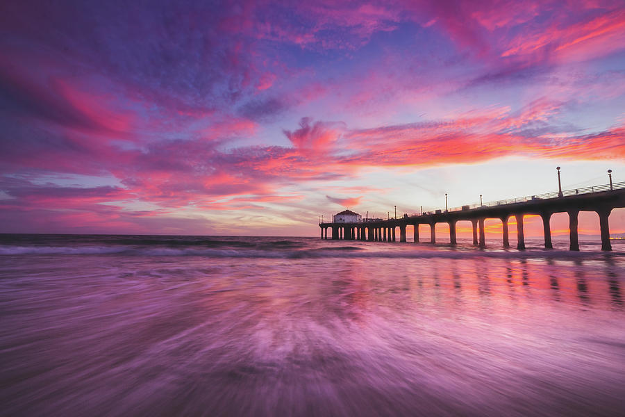 Stunning Sunset at Manhattan Beach Pier #2 Photograph by Andy Konieczny