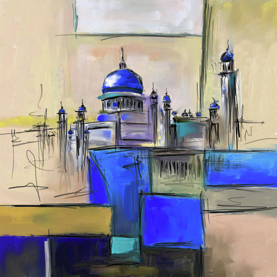 Sultan Omer Ali Saifuddin Mosque #2 Painting by Mawra Tahreem