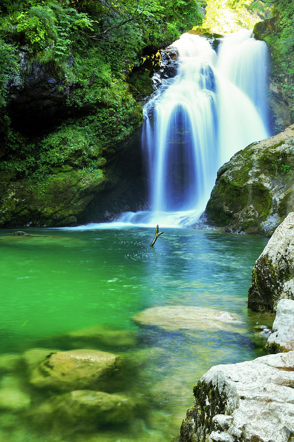Sum Waterfall in Vintgar Gorge, near Bled, Slovenia. #2 Photograph by Ian Middleton