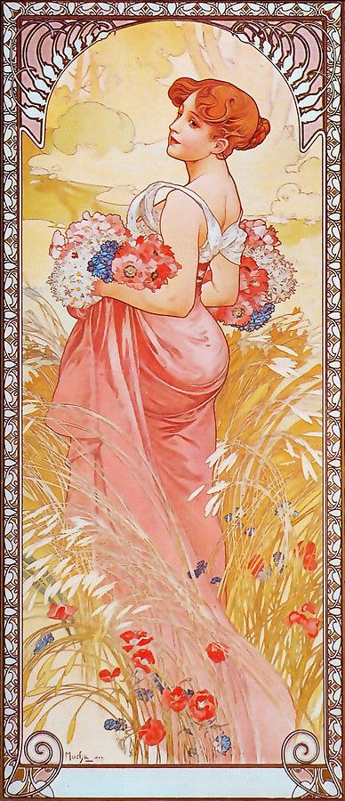 Summer 1903-20"x48" CANVAS ART Alfons Mucha Alphonse