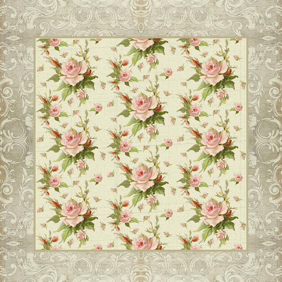 Summer at Cape May - Aged Modern Roses Pattern #2 Painting by Audrey Jeanne Roberts