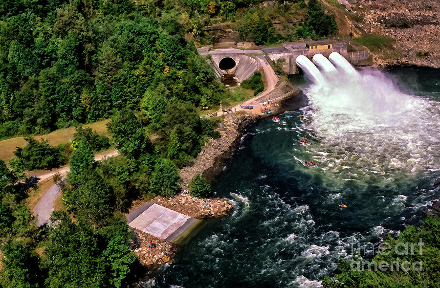 Summersville Dam Tube Release Aerial View #2 Photograph by Thomas R Fletcher