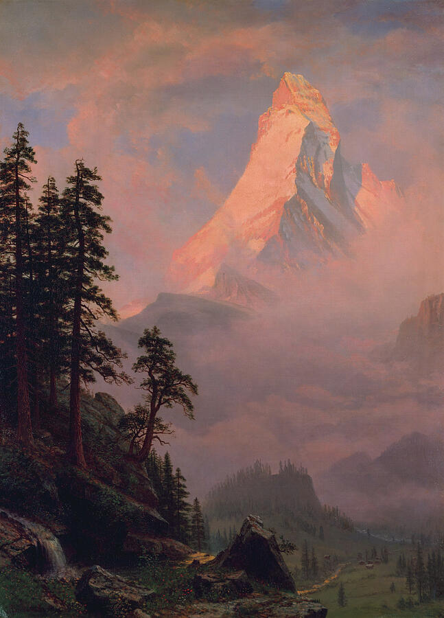 Sunrise on the Matterhorn, from after 1875 Painting by Albert Bierstadt Sunrise on the Matterhorn, from after 1875 Painting by Albert Bierstadt