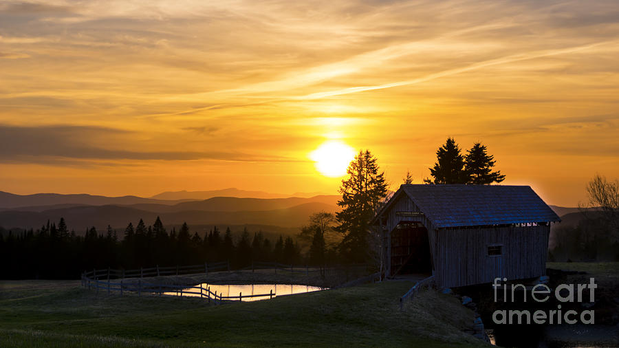 Sunset at the Foster Covered Bridge. #2 Photograph by New England Photography