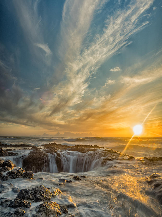 Sunset at Thor's Well Photograph by Dan Leffel - Fine Art America