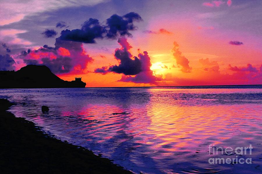 Sunset at Tumon Bay Guam Photograph by Scott Cameron