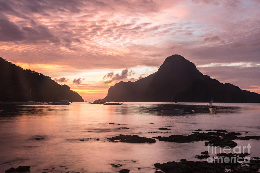 Sunset over El Nido bay in Palawan in the Philippines #2 Photograph by Didier Marti