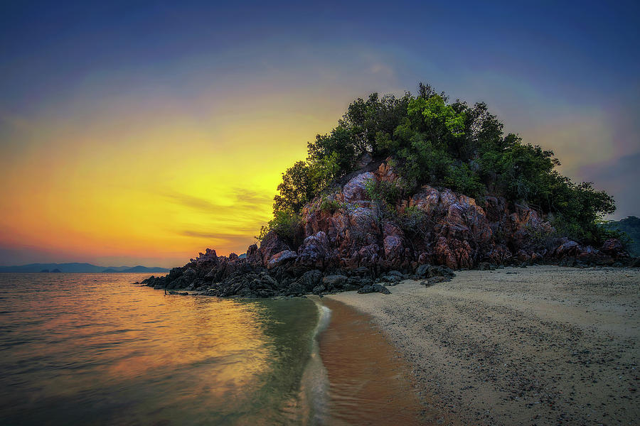 Sunset Over Laopilae Archipelago Around Ko Hong Island Near Krabi Thailand Photograph By Miroslav Liska