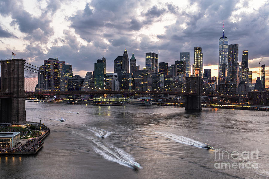 Boat Photograph - Sunset over New York City #2 by Didier Marti