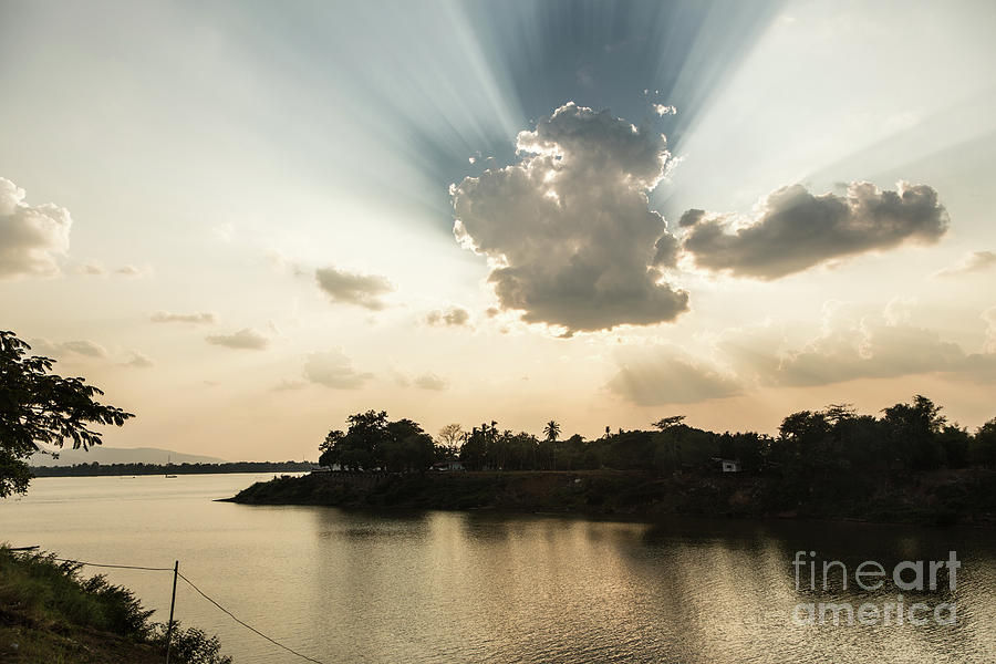 Sunset over the Mekong in Laos #2 Photograph by Didier Marti