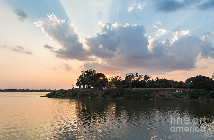 Sunset over the Mekong river #2 Photograph by Didier Marti