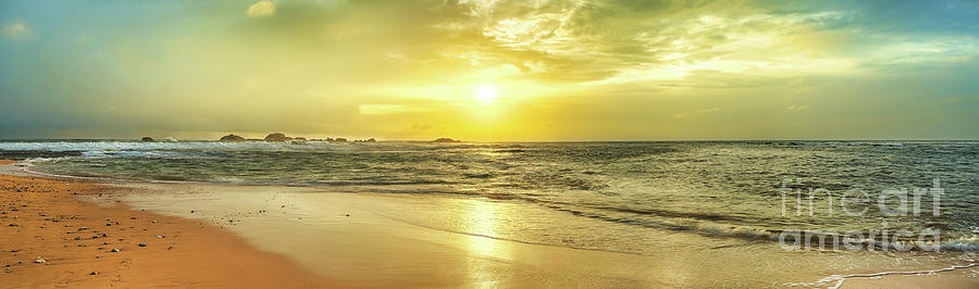 Sunset Photograph - Sunset over the sea. Panorama #2 by MotHaiBaPhoto Prints