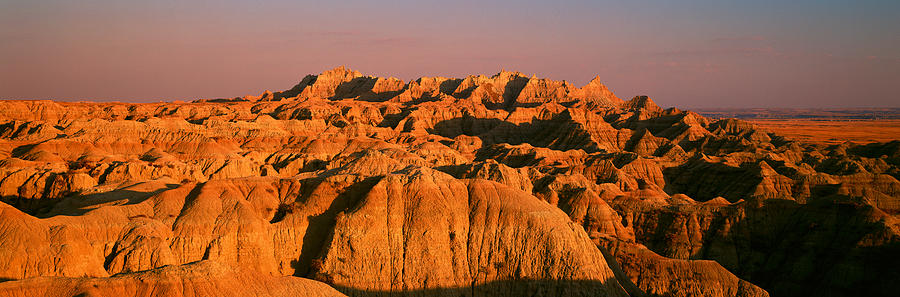 Badlands National Park Photograph - Sunset Panoramic View Of Mountains #2 by Panoramic Images