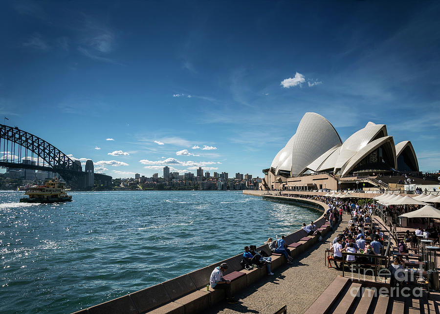 Sydney Opera House And Harbour Promenade Outdoor Cafes In Austra #2 Photograph by JM Travel Photography