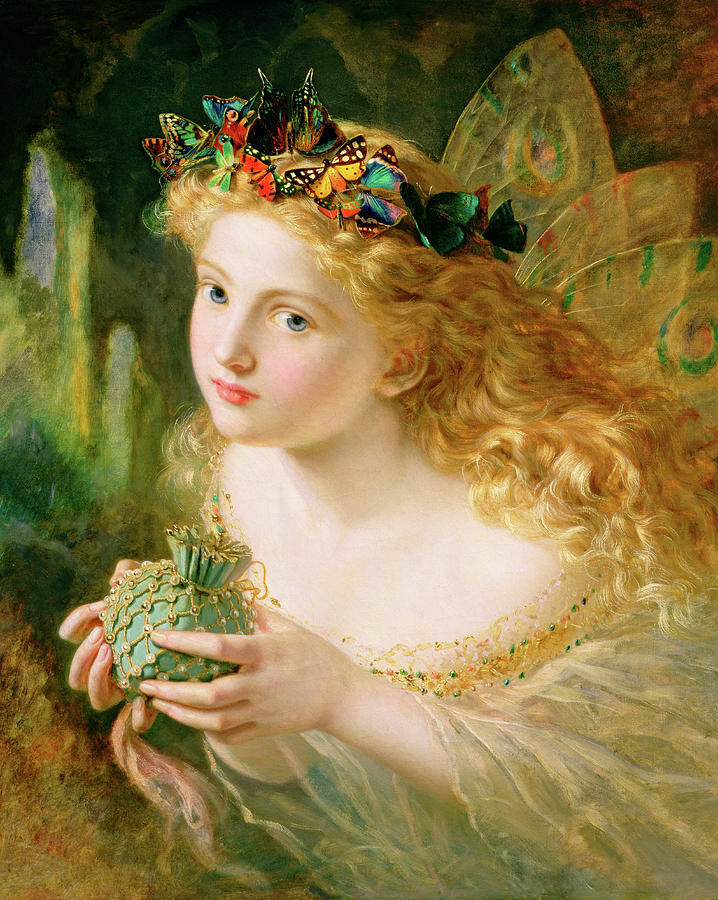Butterflies Painting - Take The Fair Face Of Woman 2 by Sophie Anderson Butterflies Painting - Take The Fair Face Of Woman 2 by Sophie Anderson