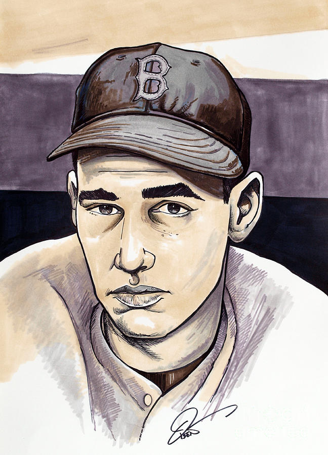 Ted Williams Drawing - Ted Williams #3 by Dave Olsen