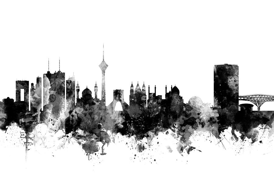 Tehran Iran Skyline #2 Digital Art by Michael Tompsett