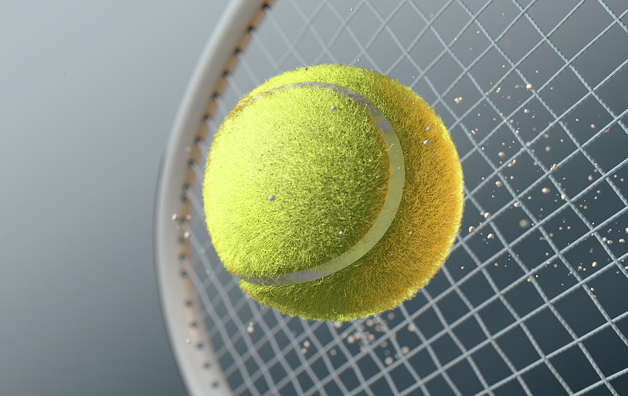 Tennis Ball Striking Racqet In Slow Motion Digital Art